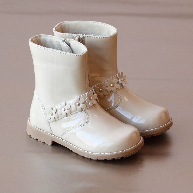 L'Amour Girls Cream Flower Power Boot