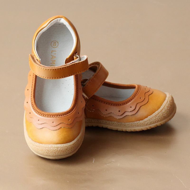 L'Amour Girls Gold Frill Mary Jane