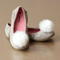 L'Amour Girls Fur Pom Pom Gray Flat