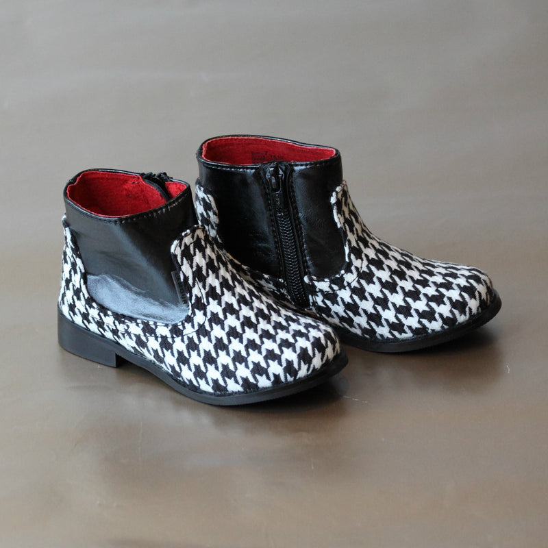 L'Amour Girls Houndstooth Ankle Boot