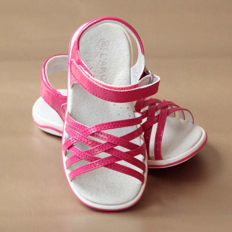 L'Amour Girls Fuchsia Lattice Sandal