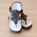 L'Amour Girls Brown Leather Cork Thong Sandal
