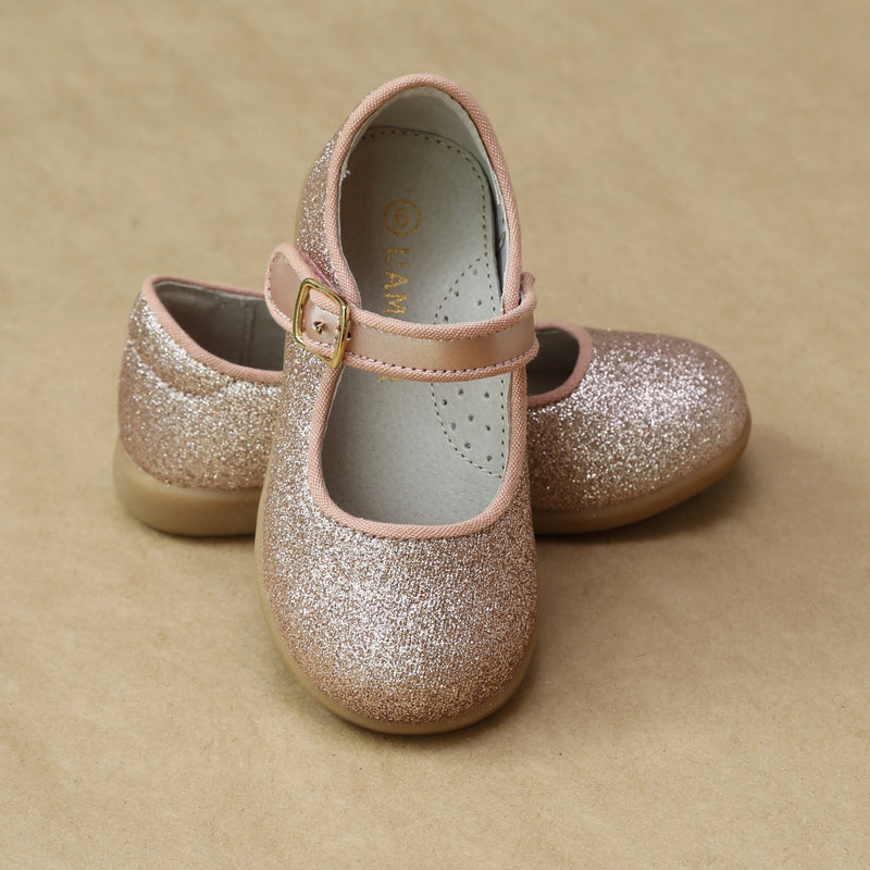 L'Amour Girls Marilla Rosegold Glitter Dressy Mary Jane - Petitfoot.com