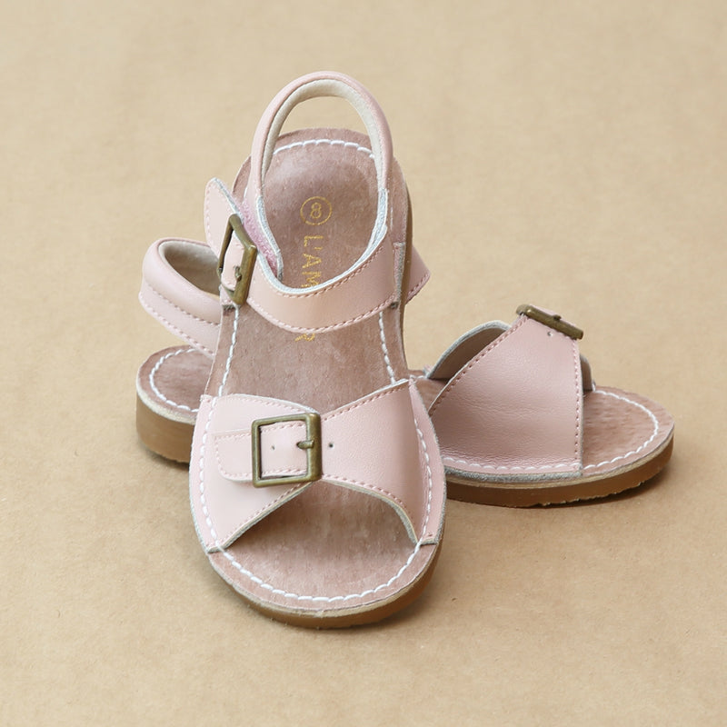 L'Amour Girls Olivia Pink Stitch Down Buckled Strap Sandal - Petitfoot.com