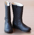 L'Amour Girls Black Quilted Buckle Boot
