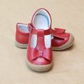L'Amour Girls Red Leather T-Strap Bow Mary Jane - Petit Foot