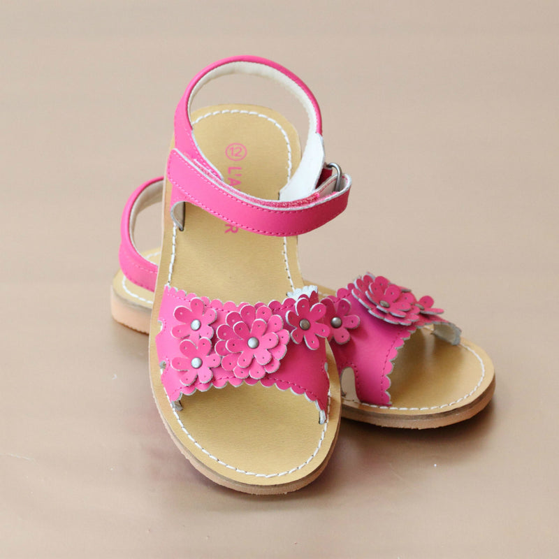 L'Amour Girls Fuchsia Scalloped Flower Blossom Sandal
