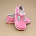 L'Amour Girls Selina Patent Malibu Pink Scalloped T-Strap Leather Mary Janes - Petitfoot.com