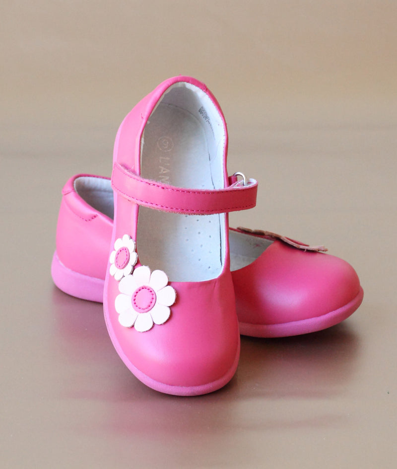 L'Amour Girls Fuchsia Sporty Flower Power Mary Jane