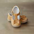 L'Amour Girls Mustard Yellow Stitched Bow Mary Jane