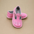 Girls Embroidered Patent Malibu Pink T-Strap Stitch Down Mary Jane by L'Amour - Petitfoot.com