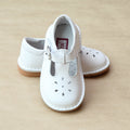 L'Amour Girls White T-Strap Leather Cut Out Mary Janes - Petitfoot.com