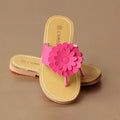 L'Amour Girls Fuchsia Tonal Gerbera Leather Thong Sandal