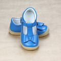 Toddler Girls Tropical Blue Leather T-Strap Bow Shoes Mary Janes - Petitfoot.com