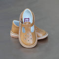 L'Amour Girls T-Strap Brown Leather Cut Out Mary Janes - Petitfoot.com