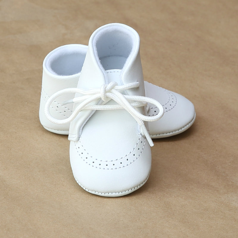 L'Amour Infant Boys White Leather Boot Crib Shoe - Petitfoot.com