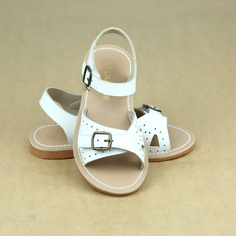 Lara Girls Classic Retro White Buckled Sandal - Petitfoot.com
