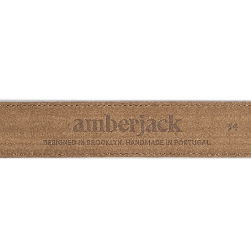 Amberjack Belt in Grizzly brown suede flat view