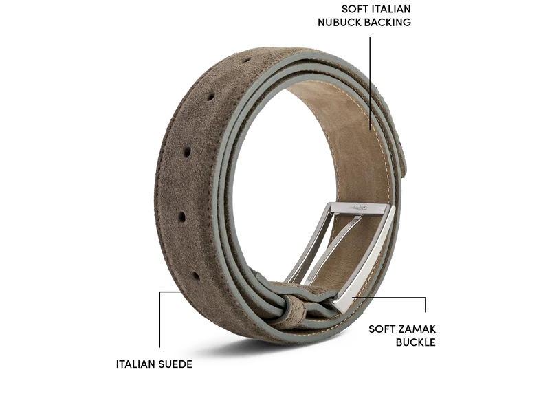 Belt in Slate grey suede labeled
