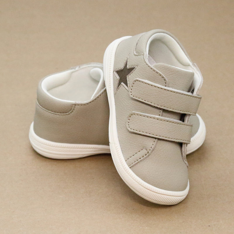 L'Amour Shoes Baby Boys Leo Stone Leather Star Sneaker - Playground Friendly