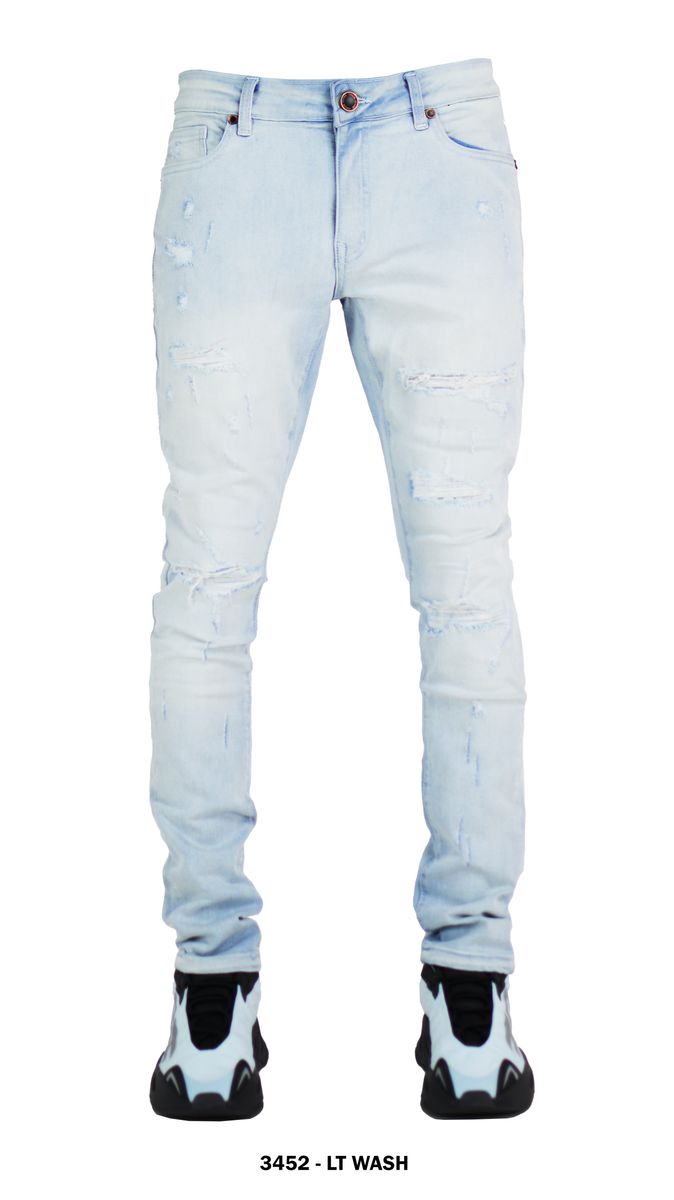 LIGHT DISTRESSED WASHED DENIM