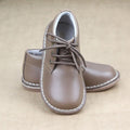 Logan Classic Toddler Boys Mocha Waxed Leather Mid-Top Lace Up Shoes  -Petit Foot.com