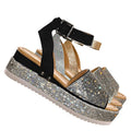 Luxury-96 - Forever Women Ankle Strap Crystal Platform Sandal - ShoeFad
