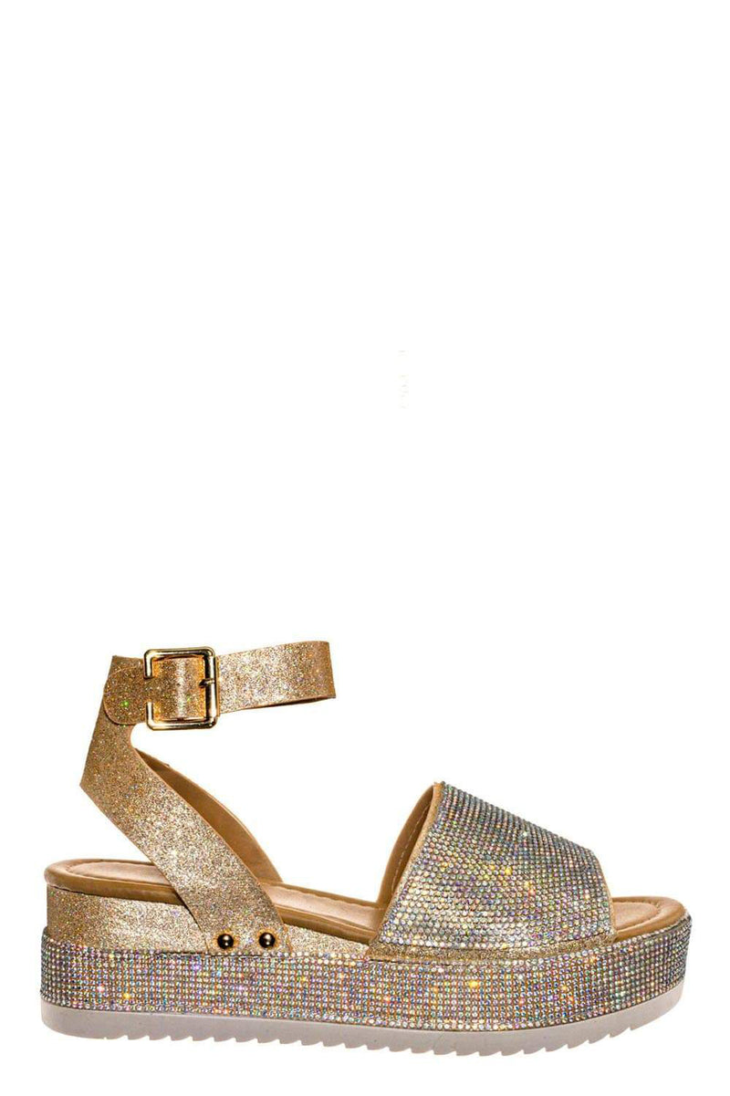 Luxury-96 - Forever Women Ankle Strap Crystal Platform Sandal - ShoeFad
