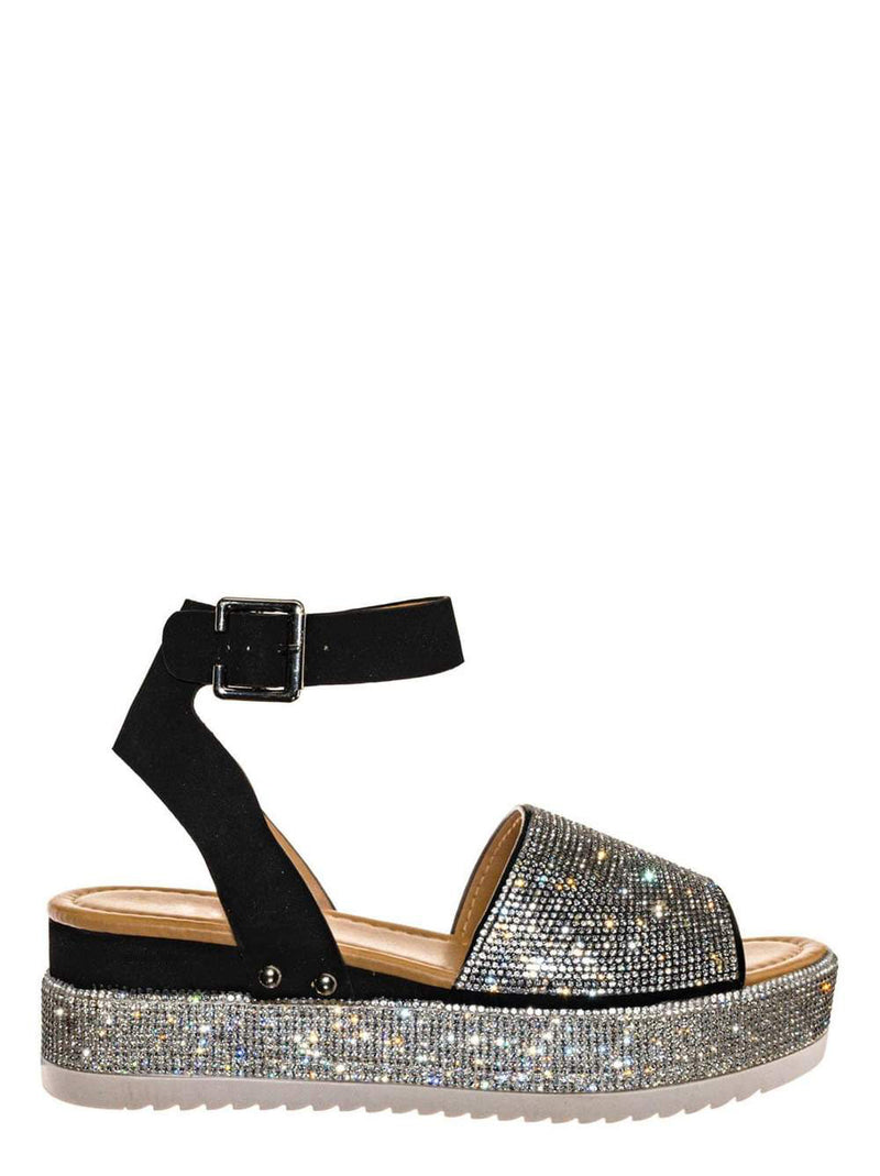Luxury-96 - Forever Women Ankle Strap Crystal Platform Sandal - ShoeFad