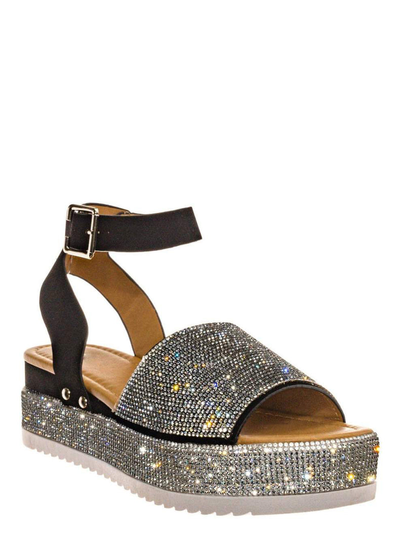 Luxury-96 - Forever Women Ankle Strap Crystal Platform Sandal - ShoeFad