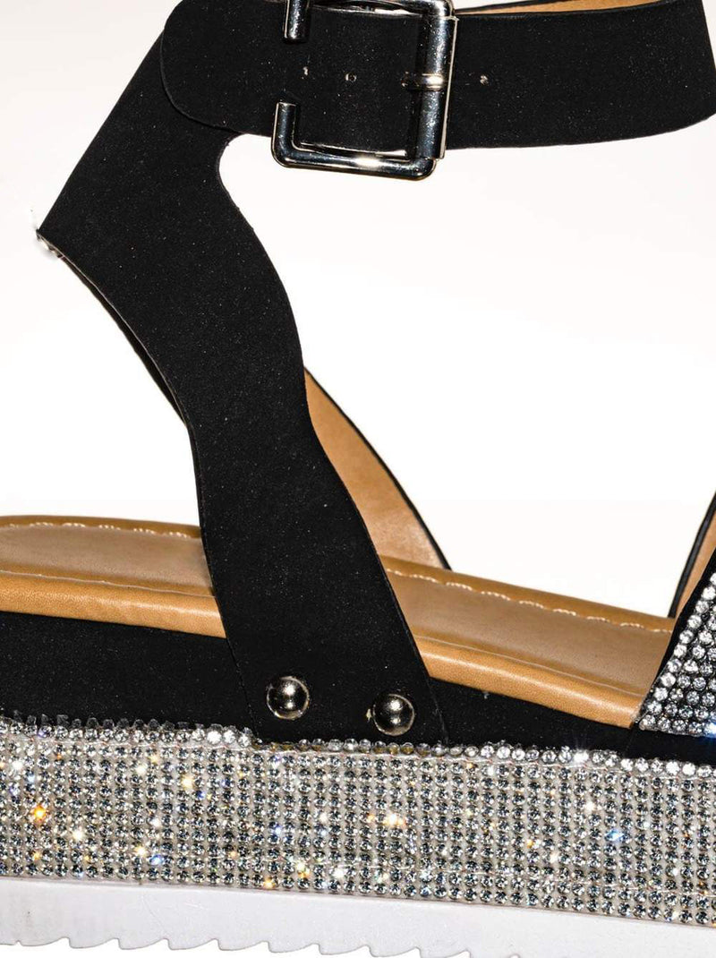 Luxury-96 - Forever Women Ankle Strap Crystal Platform Sandal - ShoeFad