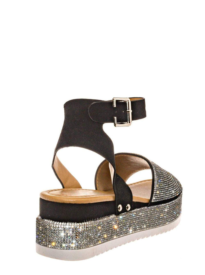 Luxury-96 - Forever Women Ankle Strap Crystal Platform Sandal - ShoeFad