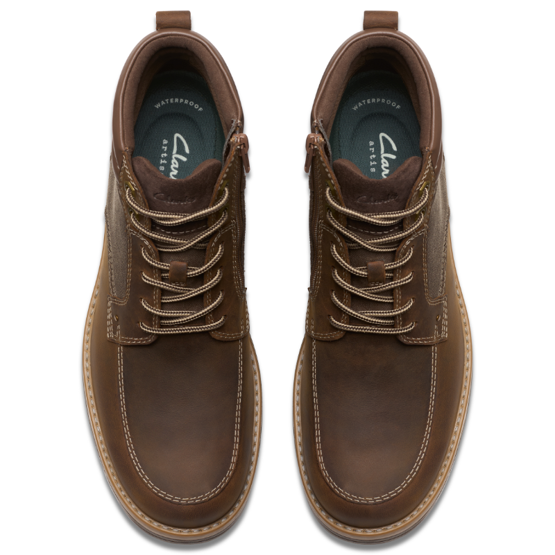 Men's Clarks Morwell Zip Waterproof - Beeswax Leather