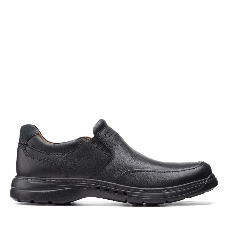 Men's Clarks Un Brawley Step - Black Tumbled Leather