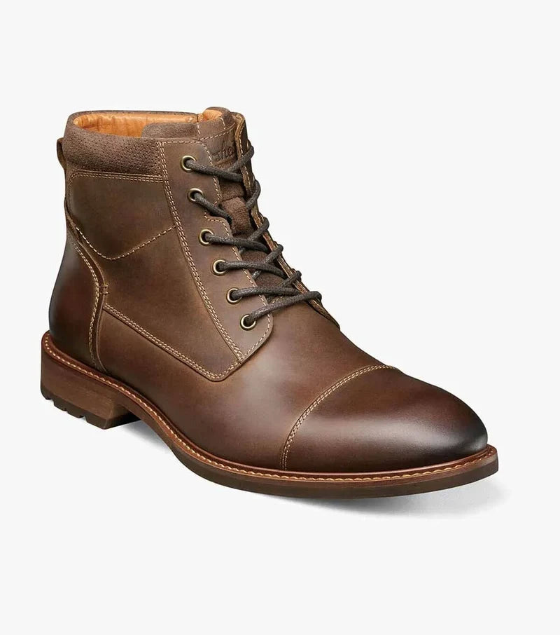 Men's Florsheim Lodge Cap Toe Boot - Brown Crazy Horse