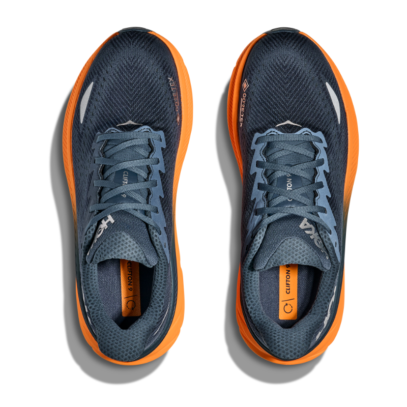 Men's HOKA Clifton 9 GTX - Stormy Skies/Orange Zest (SGZ)