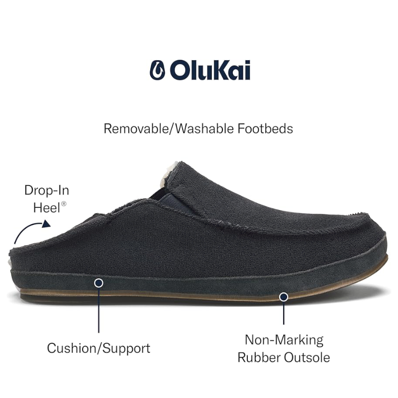 Men’s OluKai Moloā Hulu Slipper – Lava Rock