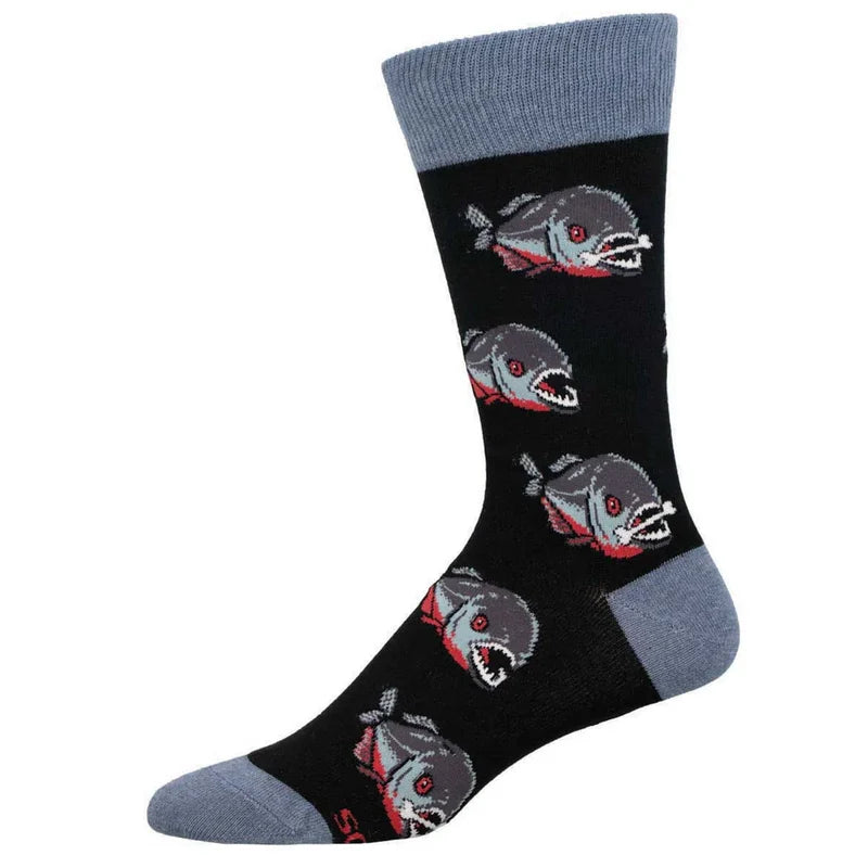 Men's Socksmith Piranha Cotton Crew Socks – Black