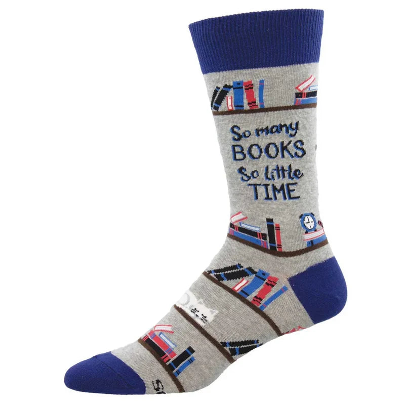 Men's Socksmith Time For A Good Book Cotton Crew Socks- Gray Heather