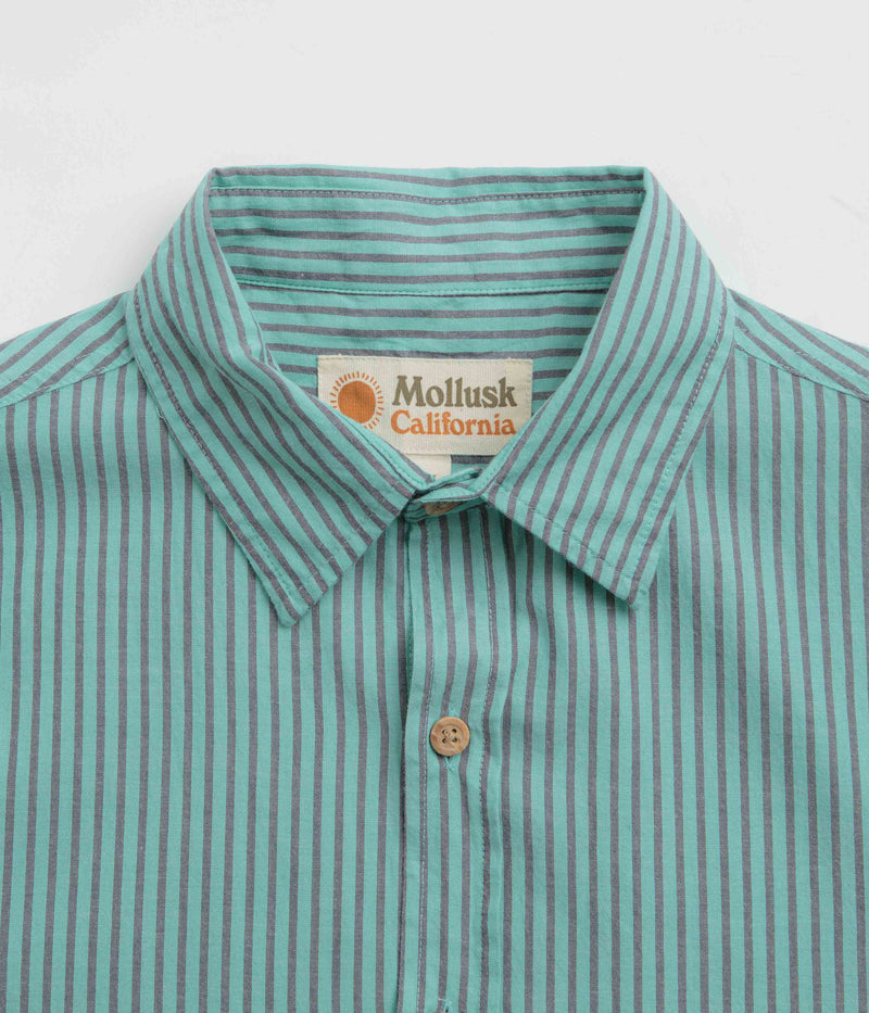 Mollusk Summer Shirt in Blue Teal Stripe