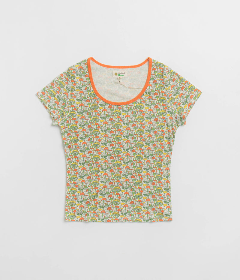 Mollusk Womens Scoop Ribsy T-Shirt in Green Mushroom