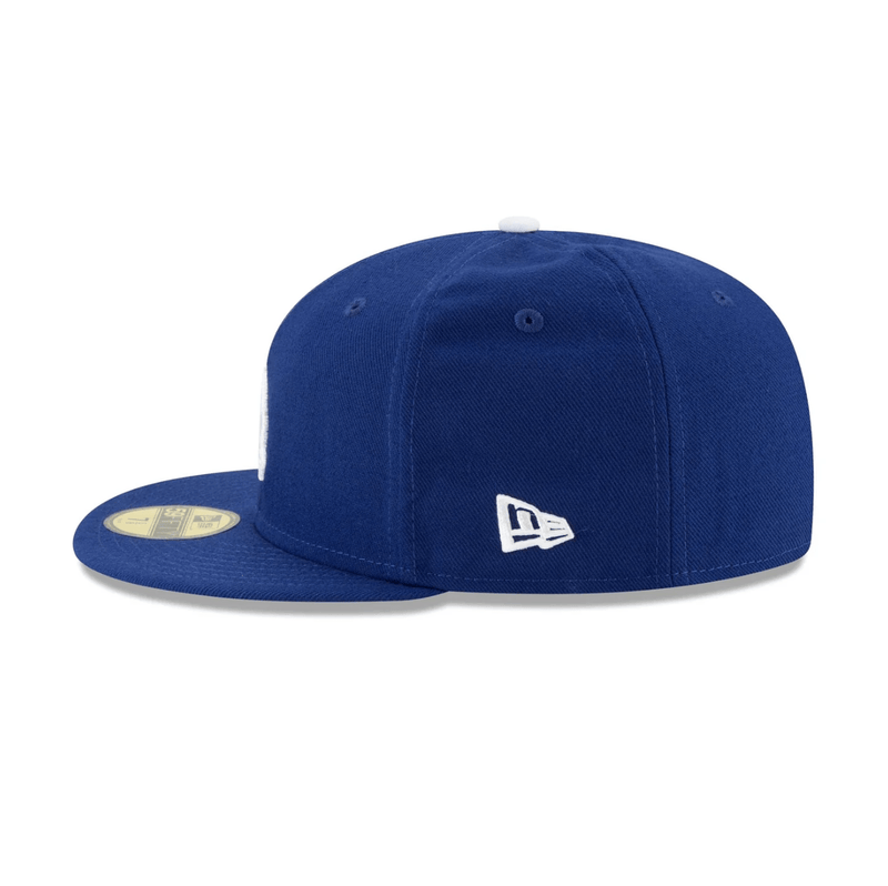 Left Side View of New Era Logo of the New Era Cap 2024 World Series Champions Side Patch 59FIFTY Fitted in Blue