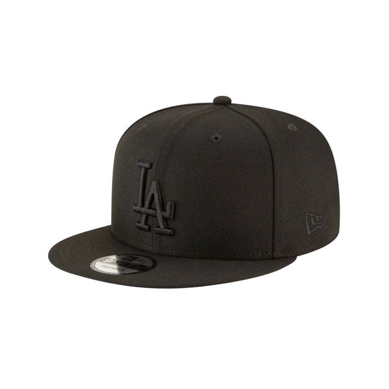 Front Left View of the New Era Dodgers 2025 World Series Champions Black on Black 9FIFTY Snapback