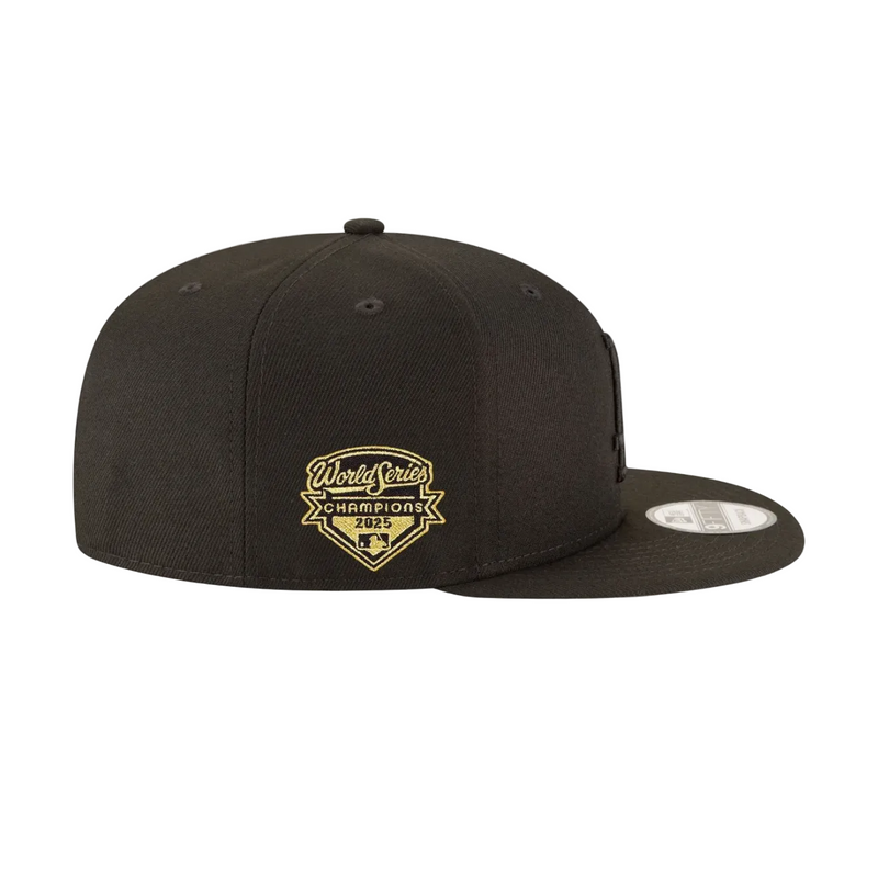 Right Side View of the New Era Dodgers 2025 World Series Champions Black on Black 9FIFTY Snapback