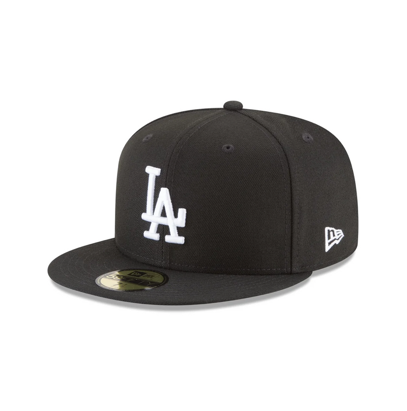 Front Left View of the New Era Dodgers 2025 World Series Champions Black & White 59FIFTY Fitted
