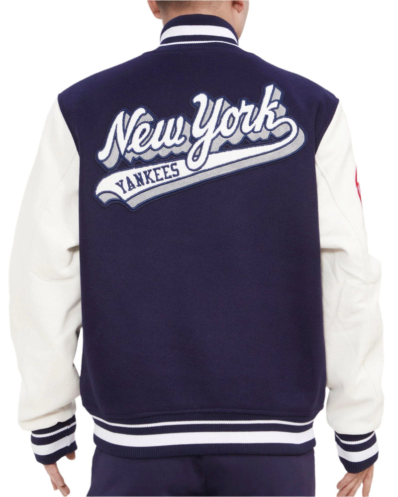 Pro Standard NEW YORK YANKEES SCRIPT TAIL RIB WOOL VARSITY JACKET