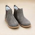 Nicola Toddler Girls Classic Scalloped Brown Suede Chelsea Leather Boot - Petitfoot.com