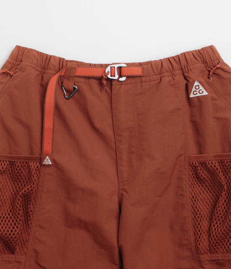 Nike ACG Snowgrass Cargo Shorts in Cinnamon and Picante Red / Summit White