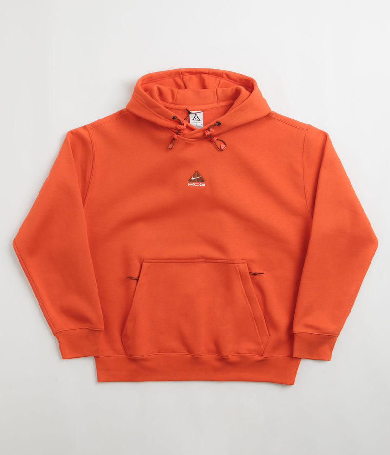 Nike ACG Therma-FIT Fleece Hoodie in Picante Red and Cinnamon / Summit White