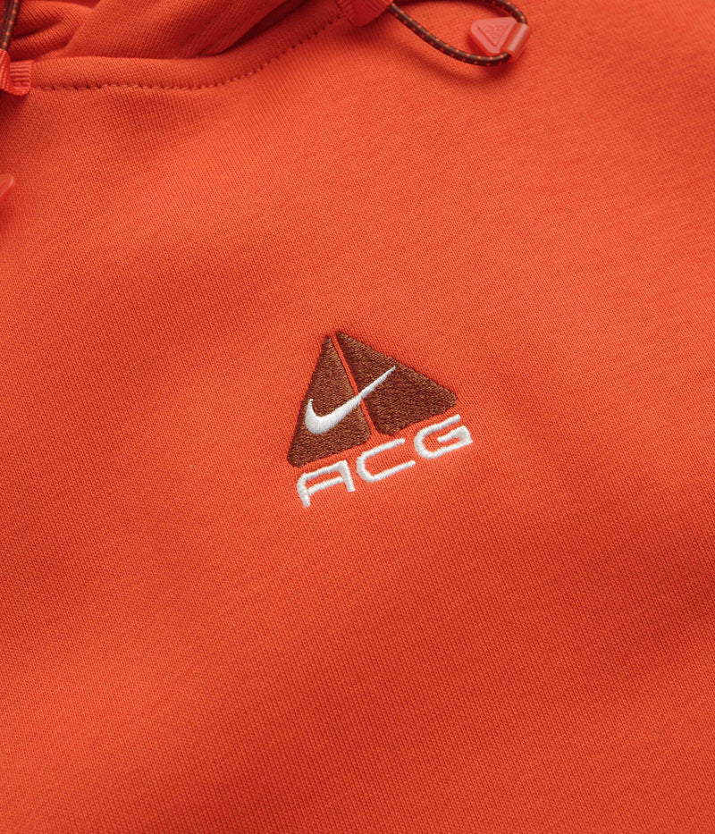 Nike ACG Therma-FIT Fleece Hoodie in Picante Red and Cinnamon / Summit White